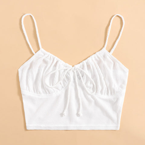 Pinksmoose FashionSexy Camisole With Front Straps And Chest FoldsProduct information:Style: CasualStyle: sling typeCollar type: One word collarEdition type: Slim typeLength: Short style (40cm＜length≤50cm)pattern: plainPopular elemtops & setsPinksmoose