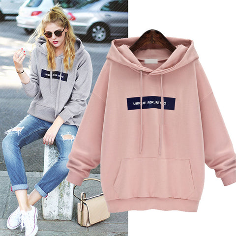 Pinksmoose FashionLoose Word Student Hooded Plus Fleece SweaterProduct information:Material: PolyesterStyle: sweetFeatures:Printing, stitching, long sleevesColour: pink, greySize Information:Note:1. Asian sizes are 1 to 2 sizes tops & setsPinksmoose