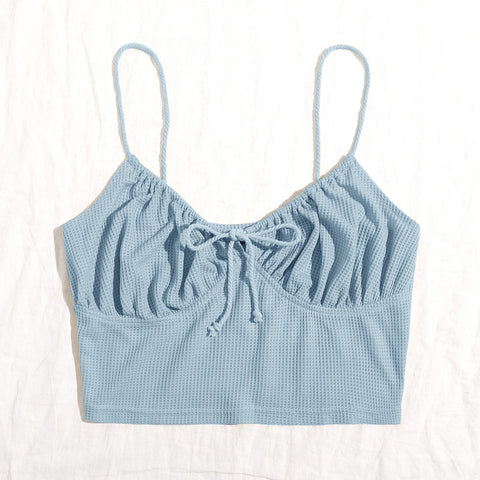 Pinksmoose FashionSexy Camisole With Front Straps And Chest FoldsProduct information:Style: CasualStyle: sling typeCollar type: One word collarEdition type: Slim typeLength: Short style (40cm＜length≤50cm)pattern: plainPopular elemtops & setsPinksmoose