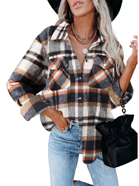 Lapel Loose Casual Buttoned Pocket Woolen Shirt Jacket - Pinksmoose Fashion