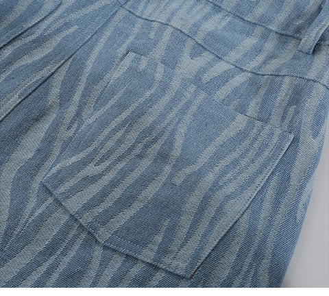 Retro Distressed Tie-dye Dark Blue Jeans High Waist Slim Slimming - Pinksmoose Fashion