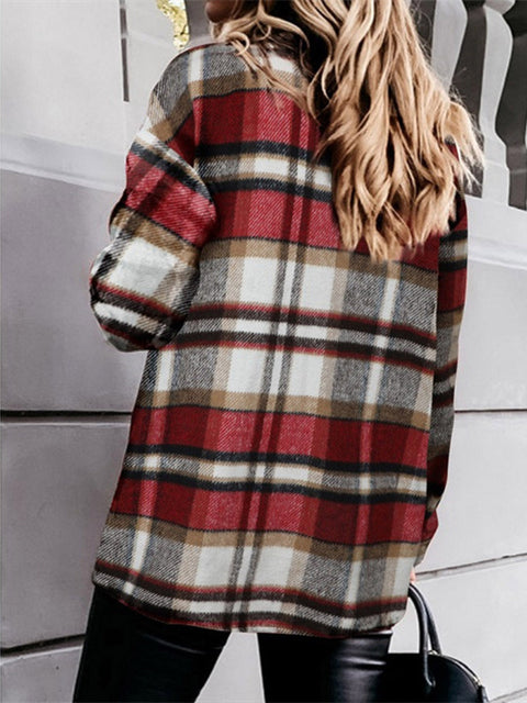 Lapel Loose Casual Buttoned Pocket Woolen Shirt Jacket - Pinksmoose Fashion