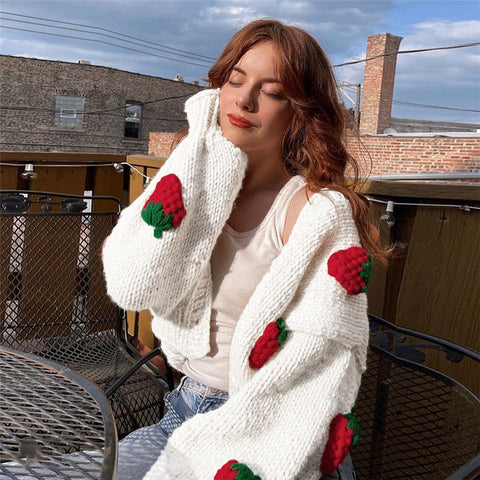 Pinksmoose FashionFemale Cute Strawberry Loose V-neck Cardigan SweaterProduct information:Fabric composition: polyester fiber (polyester)The content of the main fabric ingredient: 91%-99%Main fabric composition 2: SpandexThe content oftops & setsPinksmoose