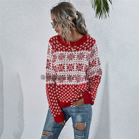 Pinksmoose FashionKnitted Loose Christmas Long-sleeved Round Neck SweaterProduct information:Fabric name: KnittingMain fabric composition: AcrylicThe content of the main fabric ingredient: 100%Collar type: round neckSleeve length: long sltops & setsPinksmoose